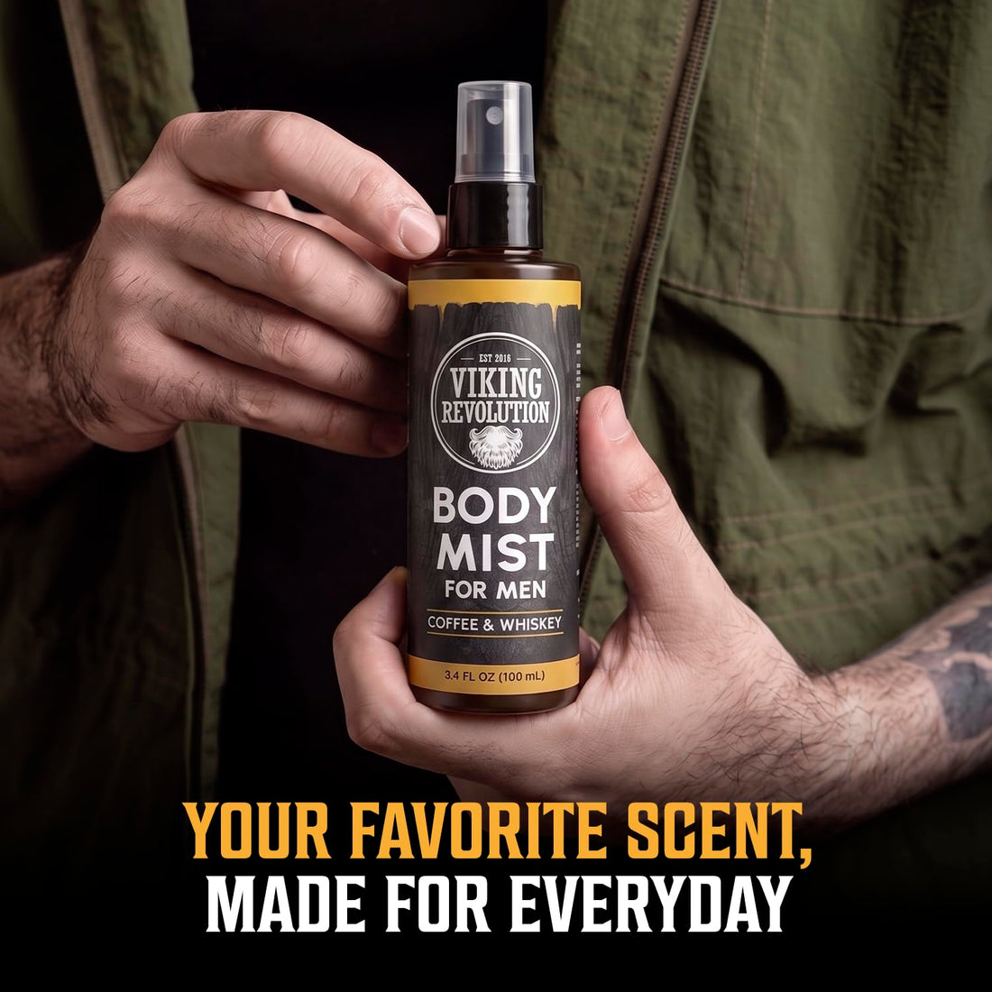 Viking Revolution Coffee & Whiskey Body Spray - Mens Body Mist (3 Pack)