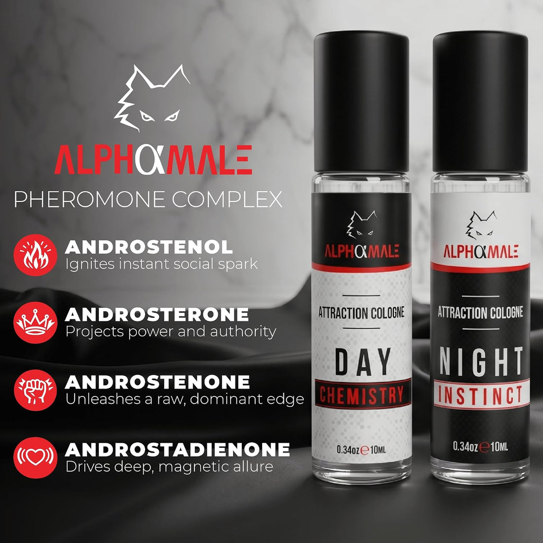 AlphaMale Premium Day and Night Pheromone Infused Cologne for Men 2 Pack
