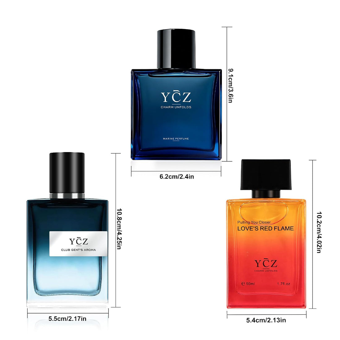Ycz 3-Pack Men's Eau de Parfum Gift Set, 1.7 Fl Oz